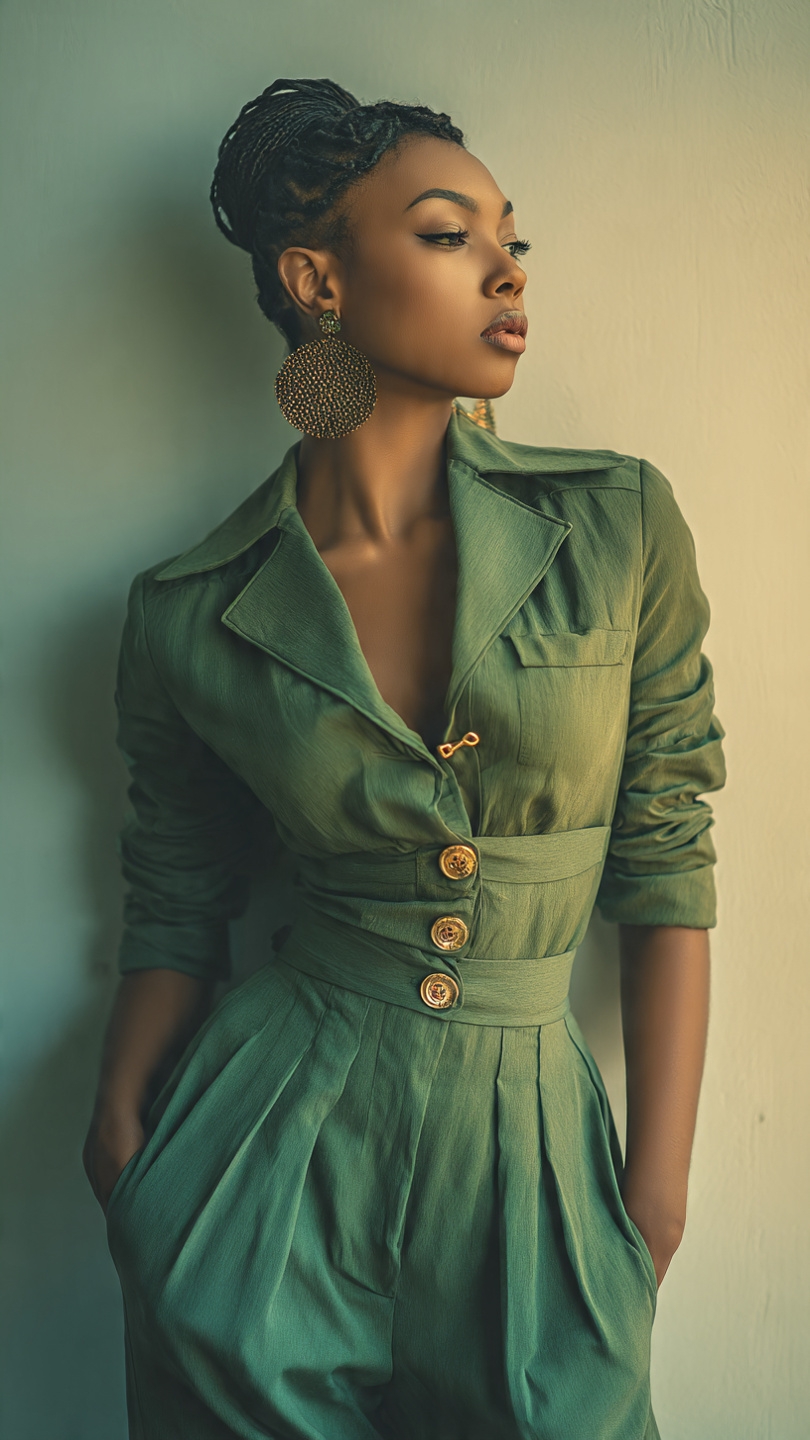 Vhembe Green Wrap Dress Elegant midi dress